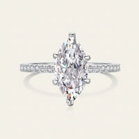 Ring Isabella - Sterling Silver Marquise-Cut Center Stone With Pave Band And CZ Sparkle Velanci