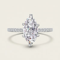 Ring Isabella - Womens Ring Sterling Silver Marquise-Cut Center Stone, Pave Band, CZ Sparkle Velanci