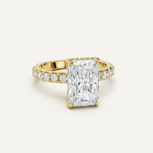 Ring Silvia - Womens Ring 18K Gold Finish Over Sterling Silver Radiant-Cut Center Stone CZ Accents Velanci