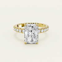 Ring Silvia - Womens Ring 18K Gold Finish Over Sterling Silver Radiant-Cut Center Stone CZ Accents Velanci