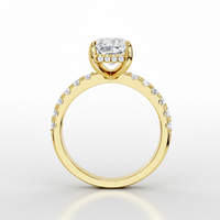 Ring Silvia - Womens Ring 18K Gold Finish Over Sterling Silver Radiant-Cut Center Stone CZ Accents Velanci