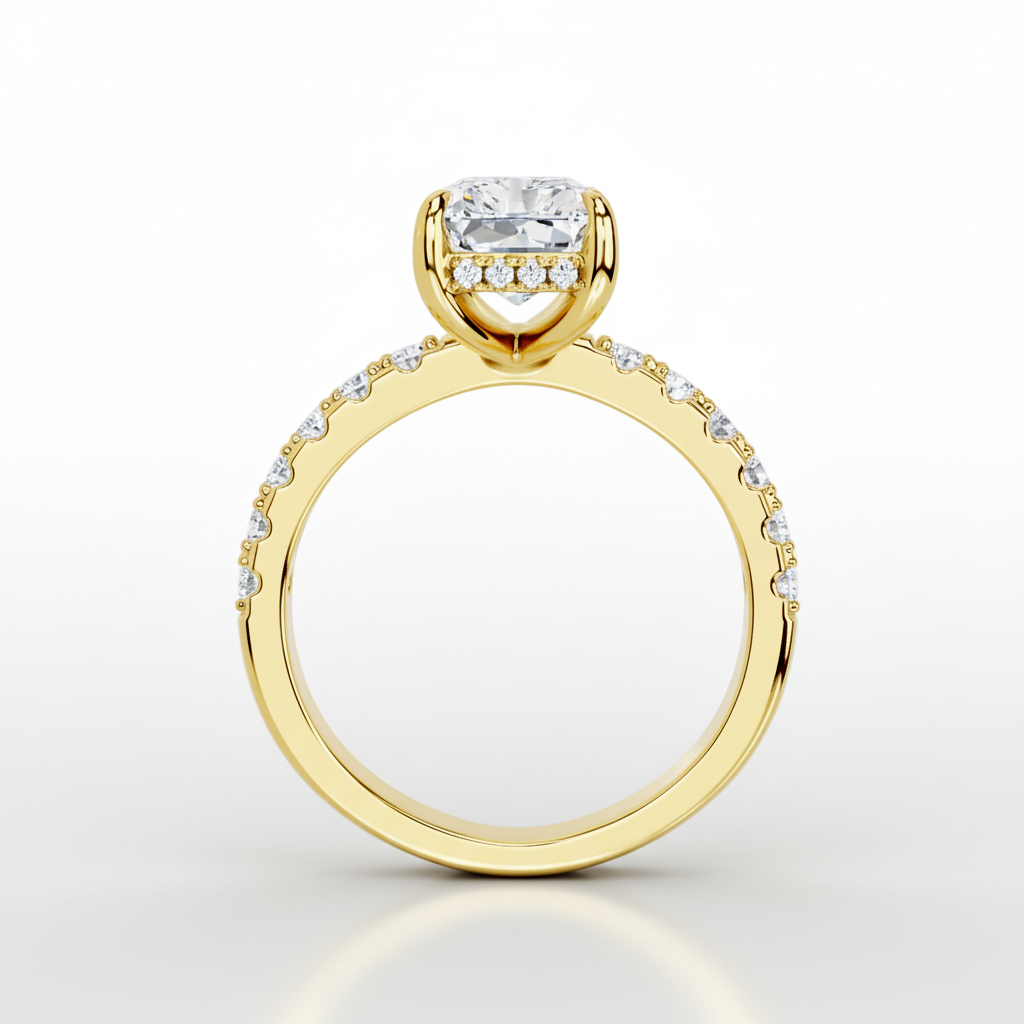 Ring Silvia - Womens Ring 18K Gold Finish Over Sterling Silver Radiant-Cut Center Stone CZ Accents Velanci