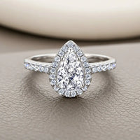 Ring Valentina - Pear Halo Sterling Silver Ring Velanci