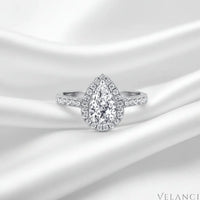 Ring Valentina - Pear Halo Sterling Silver Ring Velanci