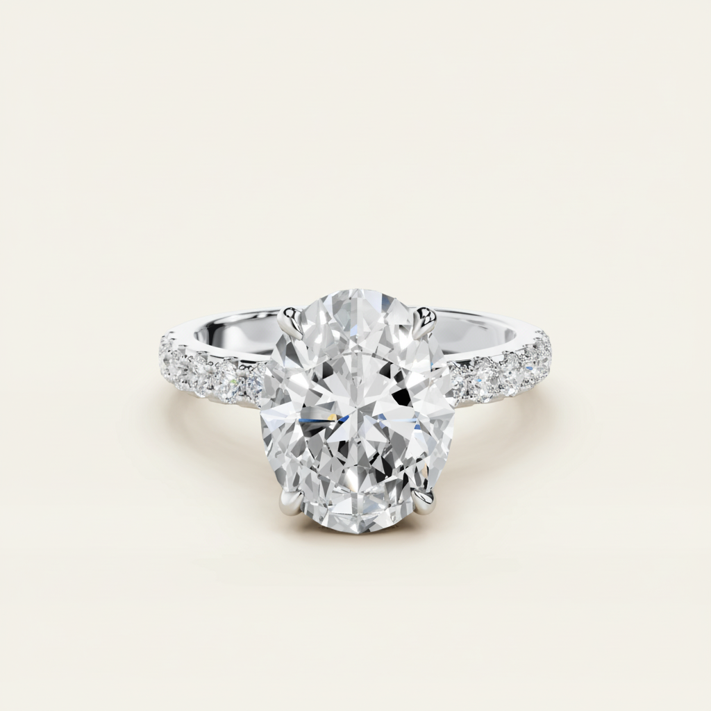 Solitaire Ring Alessia - Oval 8x10mm Cubic Zirconia, Comfort-Fit, 925 Silver Womens Ring Velanci