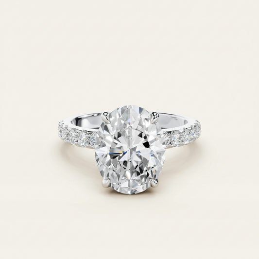 Solitaire Ring Alessia - Oval 8x10mm Cubic Zirconia, Comfort-Fit, 925 Silver Womens Ring Velanci