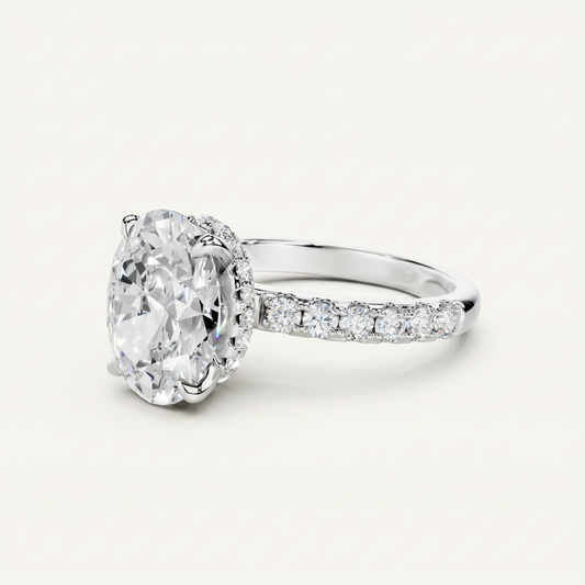 Solitaire Ring Alessia - Oval 8x10mm Cubic Zirconia, Comfort-Fit, 925 Silver Womens Ring Velanci