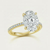 Solitaire Ring Isabella - 9x13mm Oval Cubic Zirconia, 18K Gold Over Sterling Silver Womens Ring Velanci