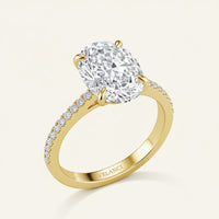 Solitaire Ring Isabella - 9x13mm Oval Cubic Zirconia, 18K Gold Over Sterling Silver Womens Ring Velanci