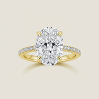 Solitaire Ring Isabella - 9x13mm Oval Cubic Zirconia, 18K Gold Over Sterling Silver Womens Ring Velanci