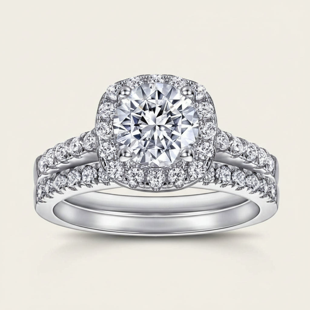 Giulia Halo Wedding Set - Womens Ring 2.0ct Center Velanci