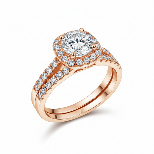 Giulia Halo Wedding Set - Womens Ring 2.0ct Center Velanci