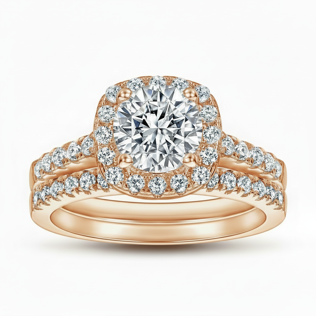 Giulia Halo Wedding Set - Womens Ring 2.0ct Center Velanci