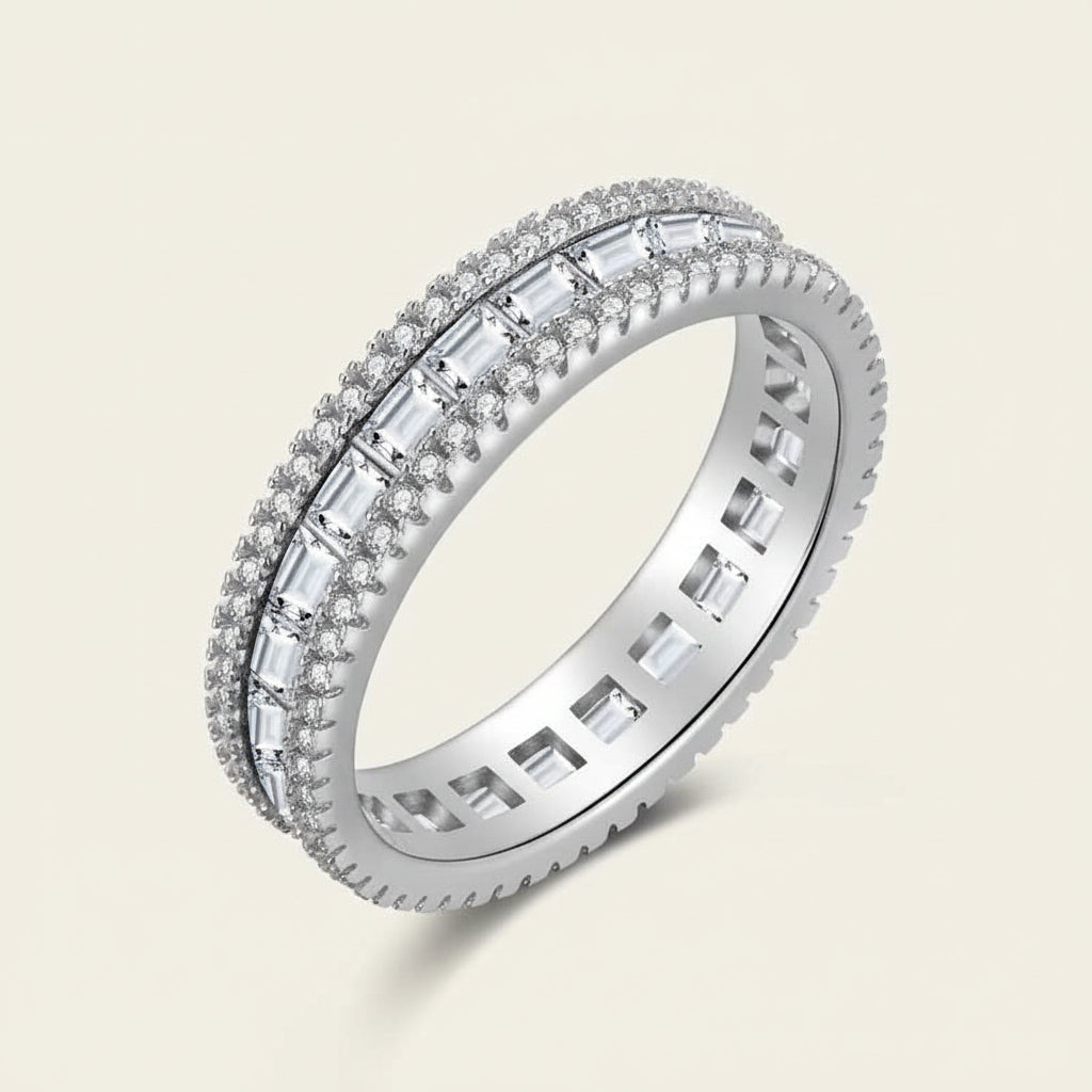 Lumen Sofia Womens Ring - Sterling Silver Rhodium-Plated 4.5mm Stackable Band, Elegant Shine Velanci