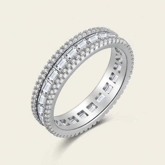 Lumen Sofia Womens Ring - Sterling Silver Rhodium-Plated 4.5mm Stackable Band, Elegant Shine Velanci