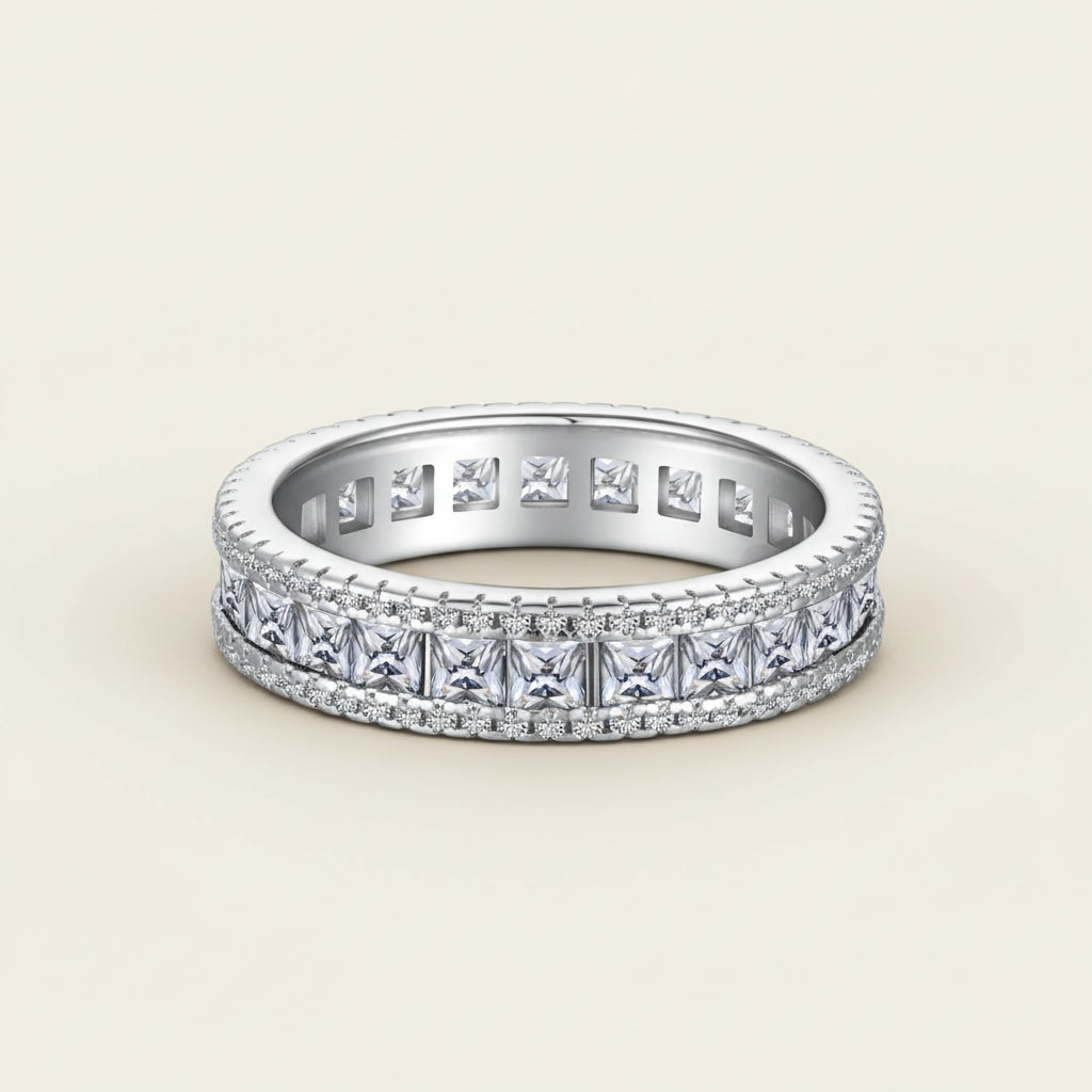 Lumen Sofia Womens Ring - Sterling Silver Rhodium-Plated 4.5mm Stackable Band, Elegant Shine Velanci