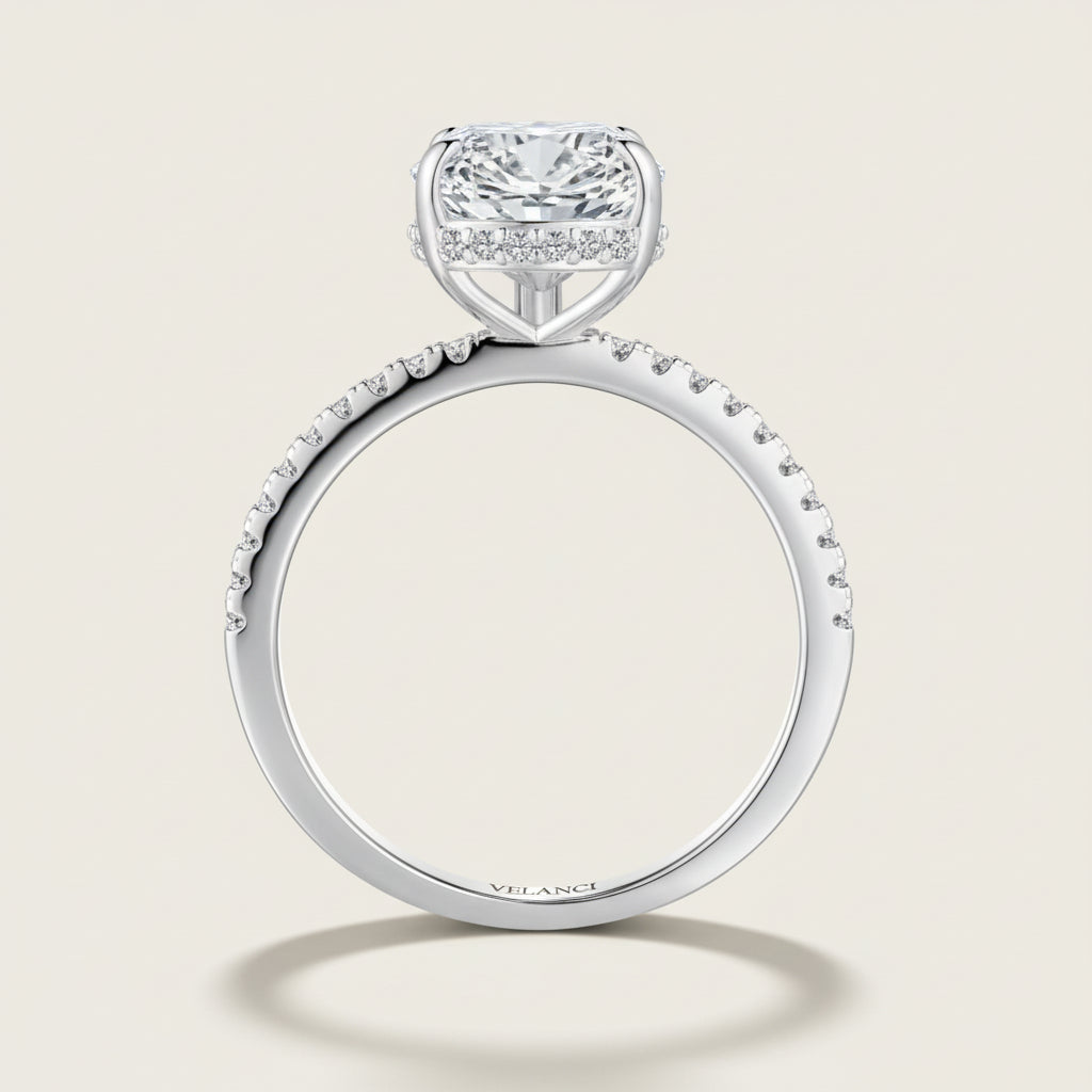 Sterling Silver Ring Camilla - Womens Ring With Pear-Cut CZ Center Stone Rhodium Plated Velanci