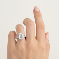 Elena Sterling Silver Womens Ring - Radiant-Cut Center Stone 9x7mm Cubic Zirconia, 2.3ct Total Velanci