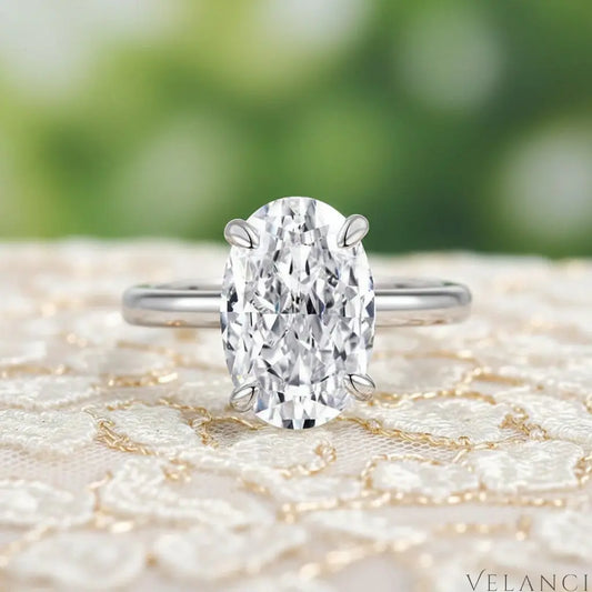 Sterling Silver Ring Oval Solitaire Aurora Velanci