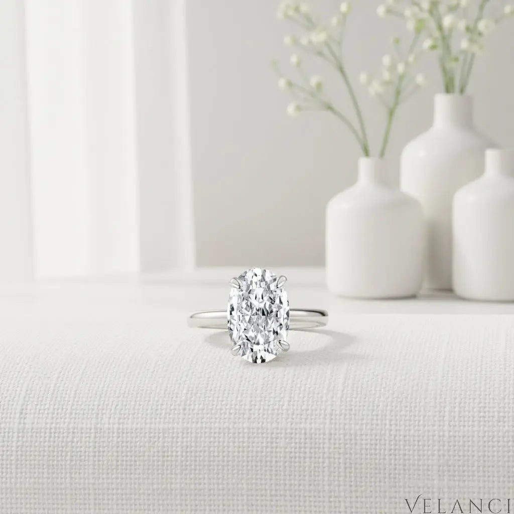 Sterling Silver Ring Oval Solitaire Aurora Velanci