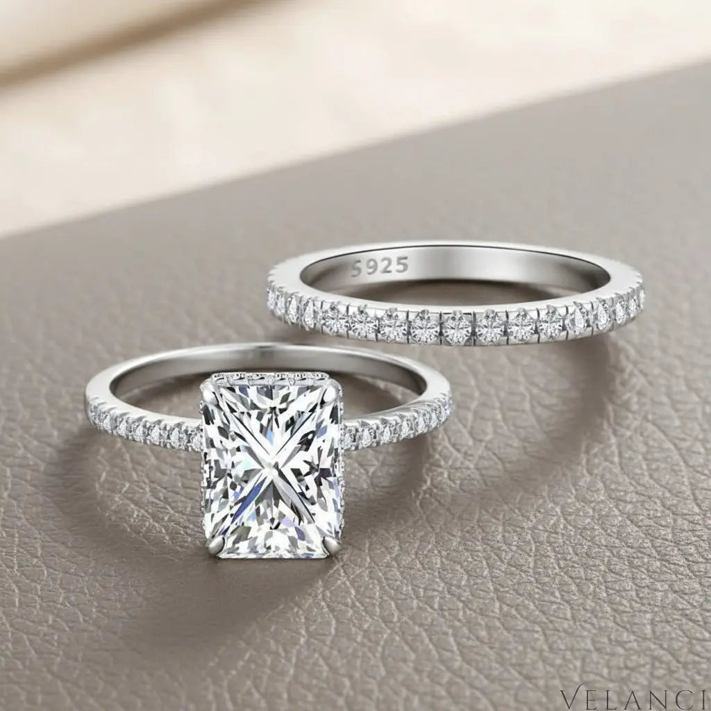 Sterling Silver Wedding Ring Set Aurora Velanci