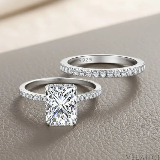 Sterling Silver Wedding Ring Set Aurora Velanci