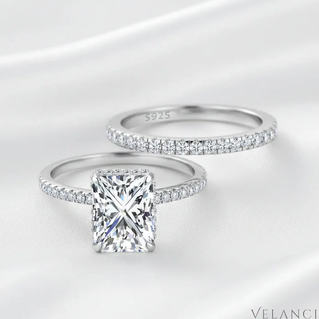 Sterling Silver Wedding Ring Set Aurora Velanci