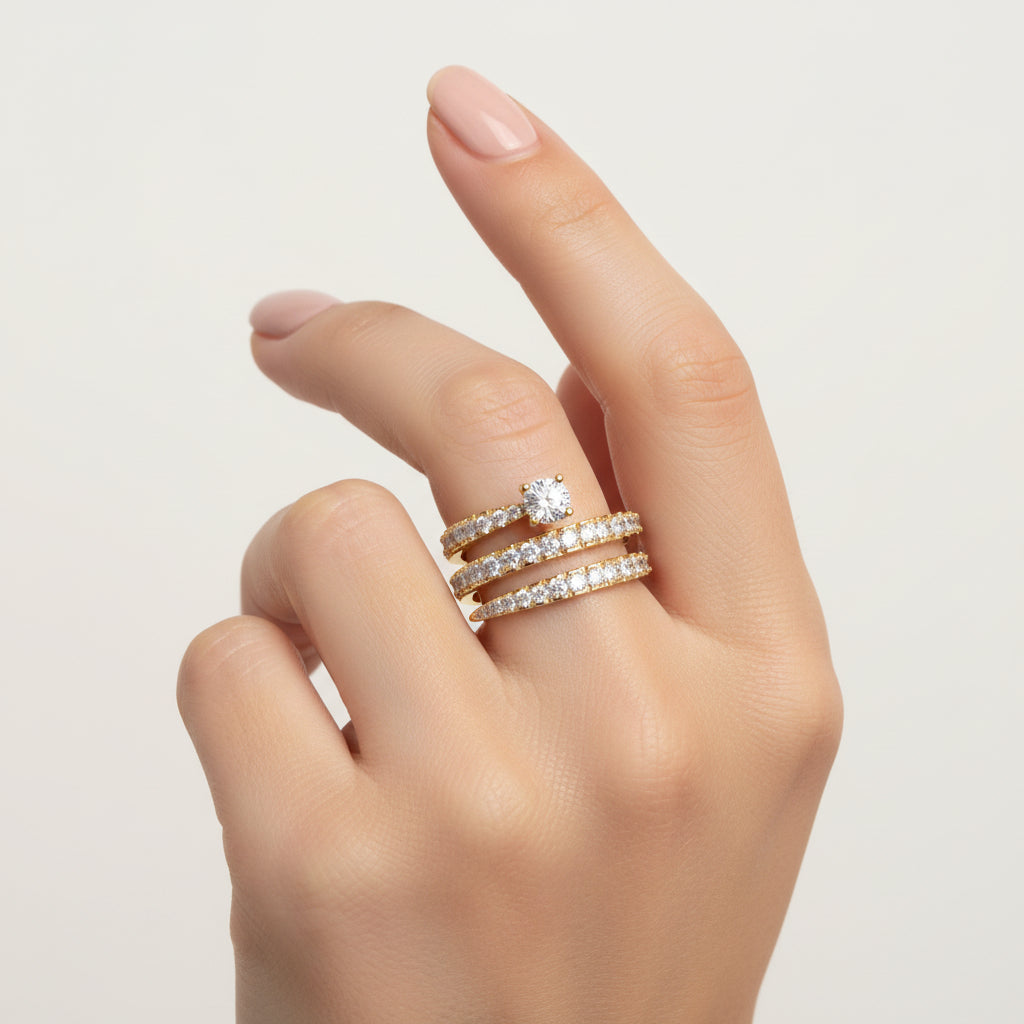 Vento Ring Francesca - 18K Gold-Finish Over 925 Silver Velanci