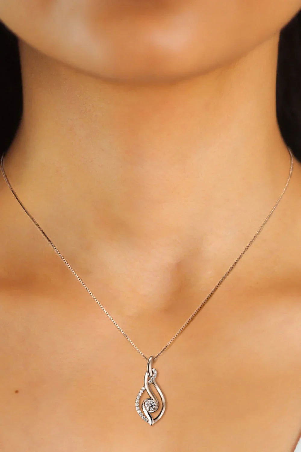 Moissanite Sterling Silver Necklace - Everyday Shine Velanci