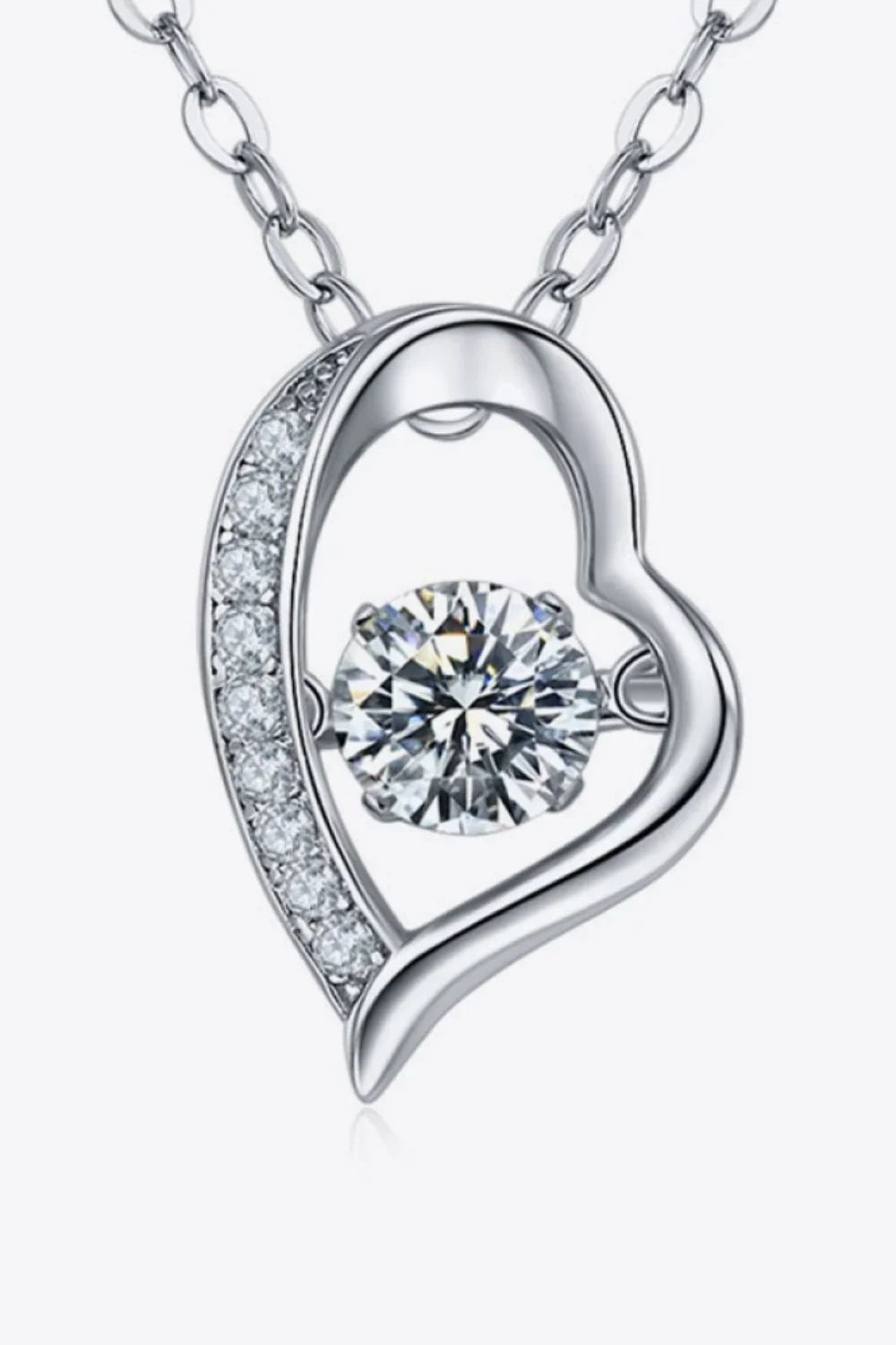 Sterling Silver Heart Crescent Necklace - Minimalist Velanci