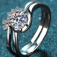 Ring Set Livia - Elegant Moissanite Comfort Fit Silver Women's Ring Velanci