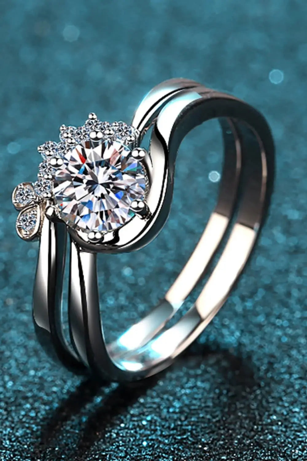 Ring Set Livia - Elegant Moissanite Comfort Fit Silver Women's Ring Velanci