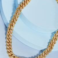 Cubic Zirconia Brass Curb Chain Necklace Velanci