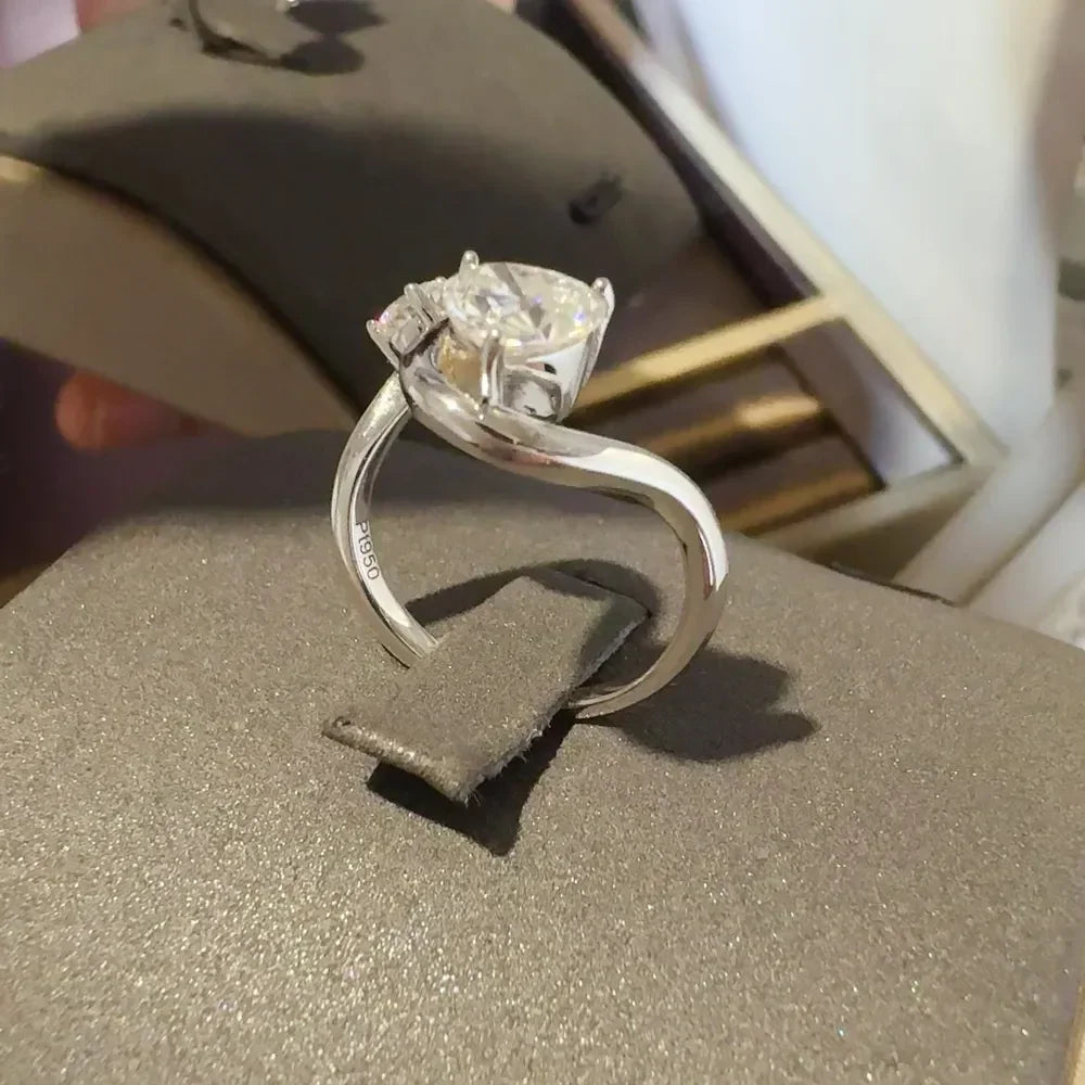 SterlingSilver Moissanite Ring 1.3ct Arianna - Irregular Band Women's Ring Velanci