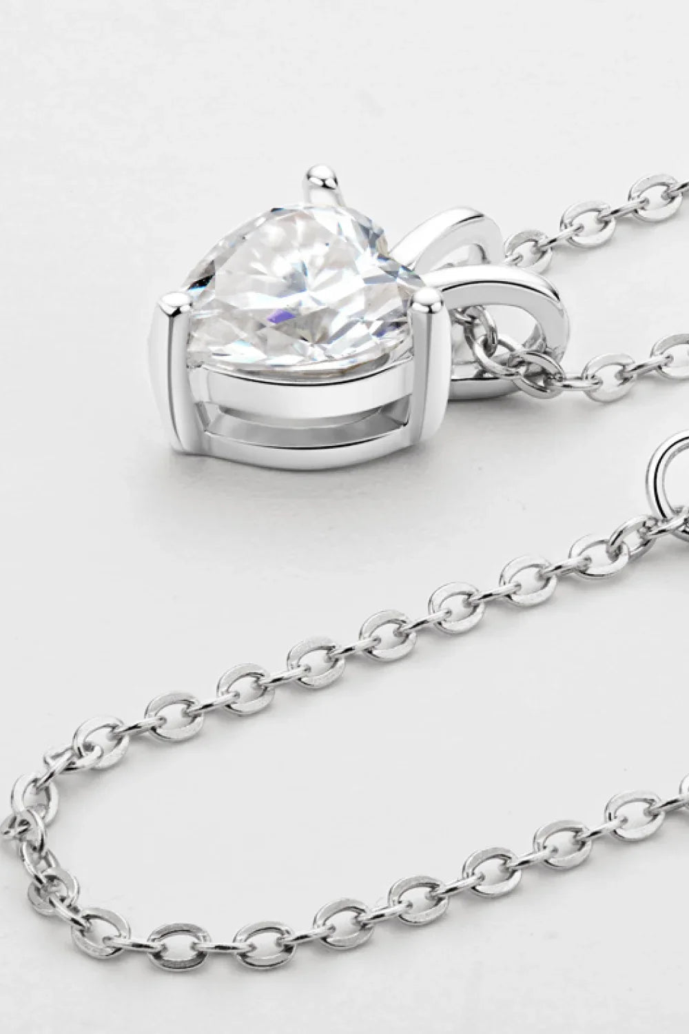Heart Pendant Necklace - 1 Carat Moissanite Sterling Silver Velanci