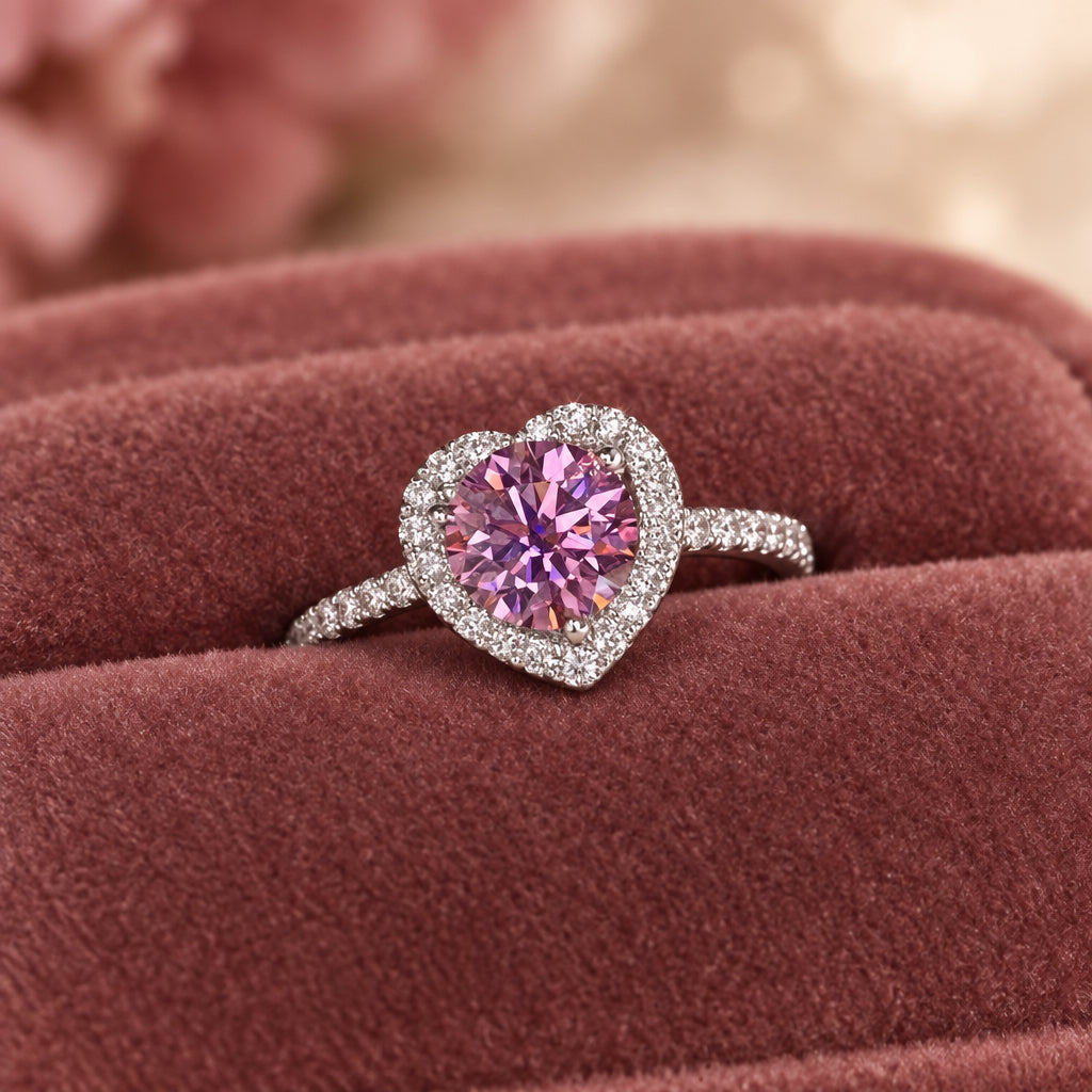 1 Carat Moissanite Heart Ring Giulia - SterlingSilver Shine Women's Ring Velanci