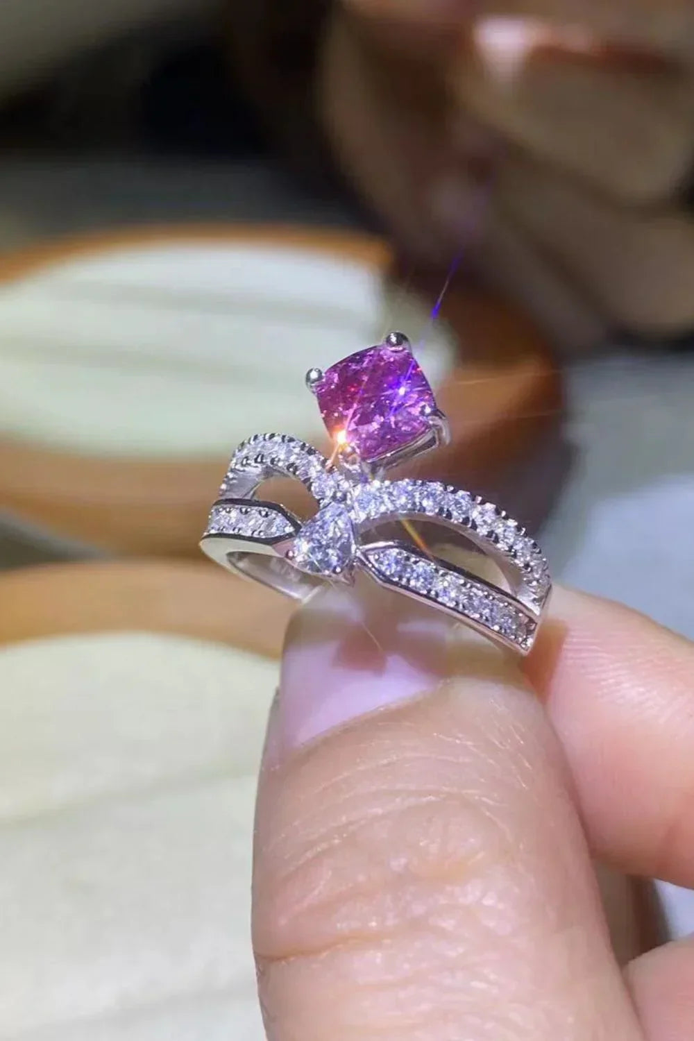 1 Carat Moissanite Ring Isabella - Sterling Silver Setting Women's Ring Velanci
