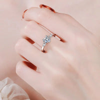 Moissanite Heart Ring Sterling Silver Luna - Everyday Shine Women's Ring Velanci
