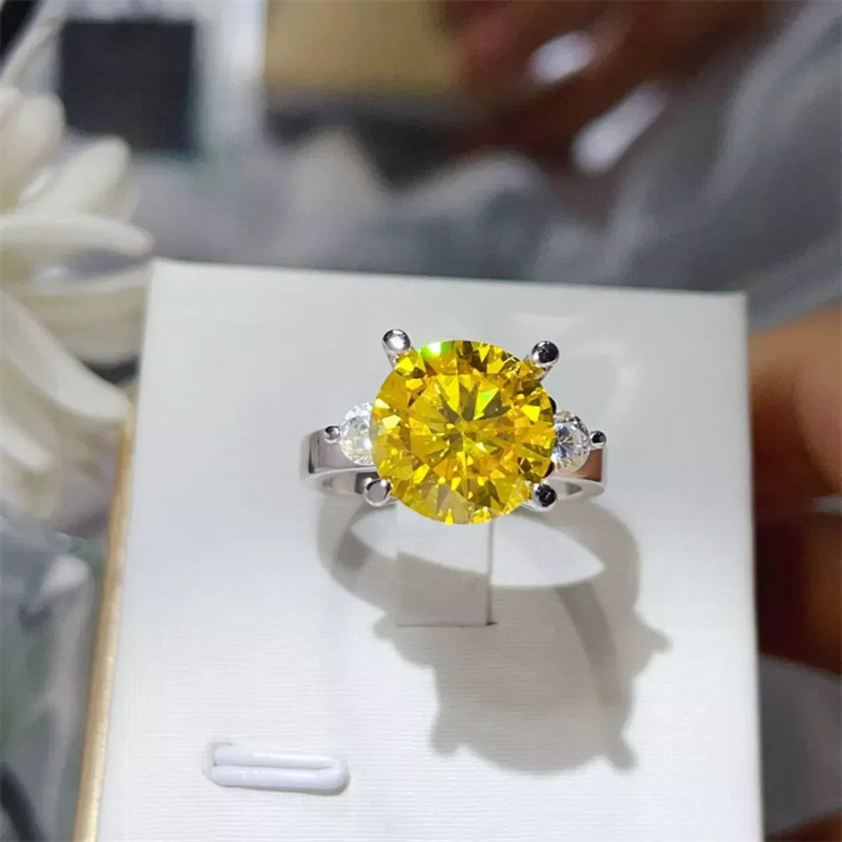Moissanite Ring Chiara - 5 Ct Yellow Sparkle Shine Brilliant Women's Ring Velanci