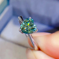 Ring Giulia - One Carat Moissanite Heart Sterling Silver Women's Ring Velanci