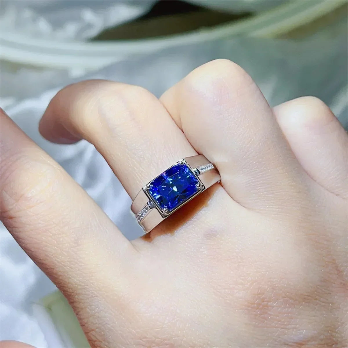 2 Carat Moissanite Sterling Silver Ring Valentina - Azure Women's Ring Velanci