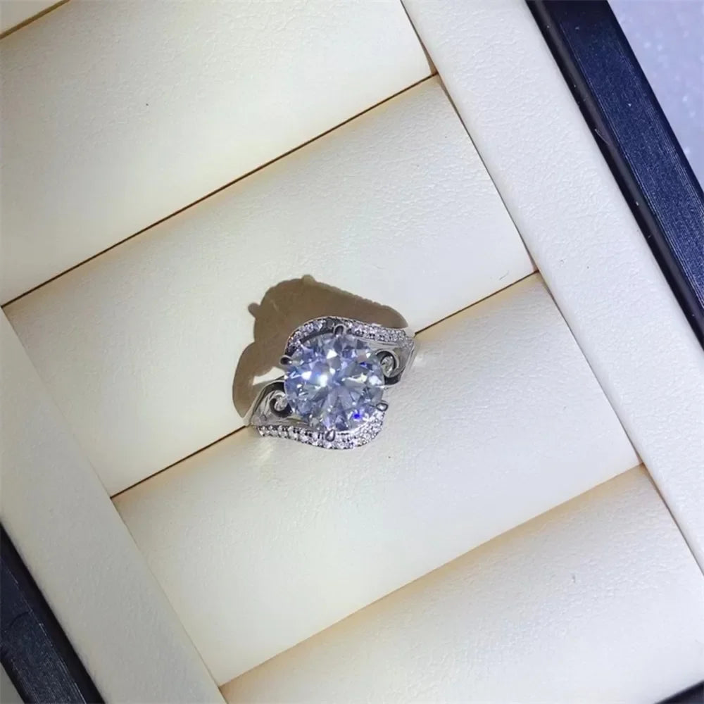 3 Carat Moissanite Sterling Ring Lucia - Coastal Sparkle Women's Ring Velanci