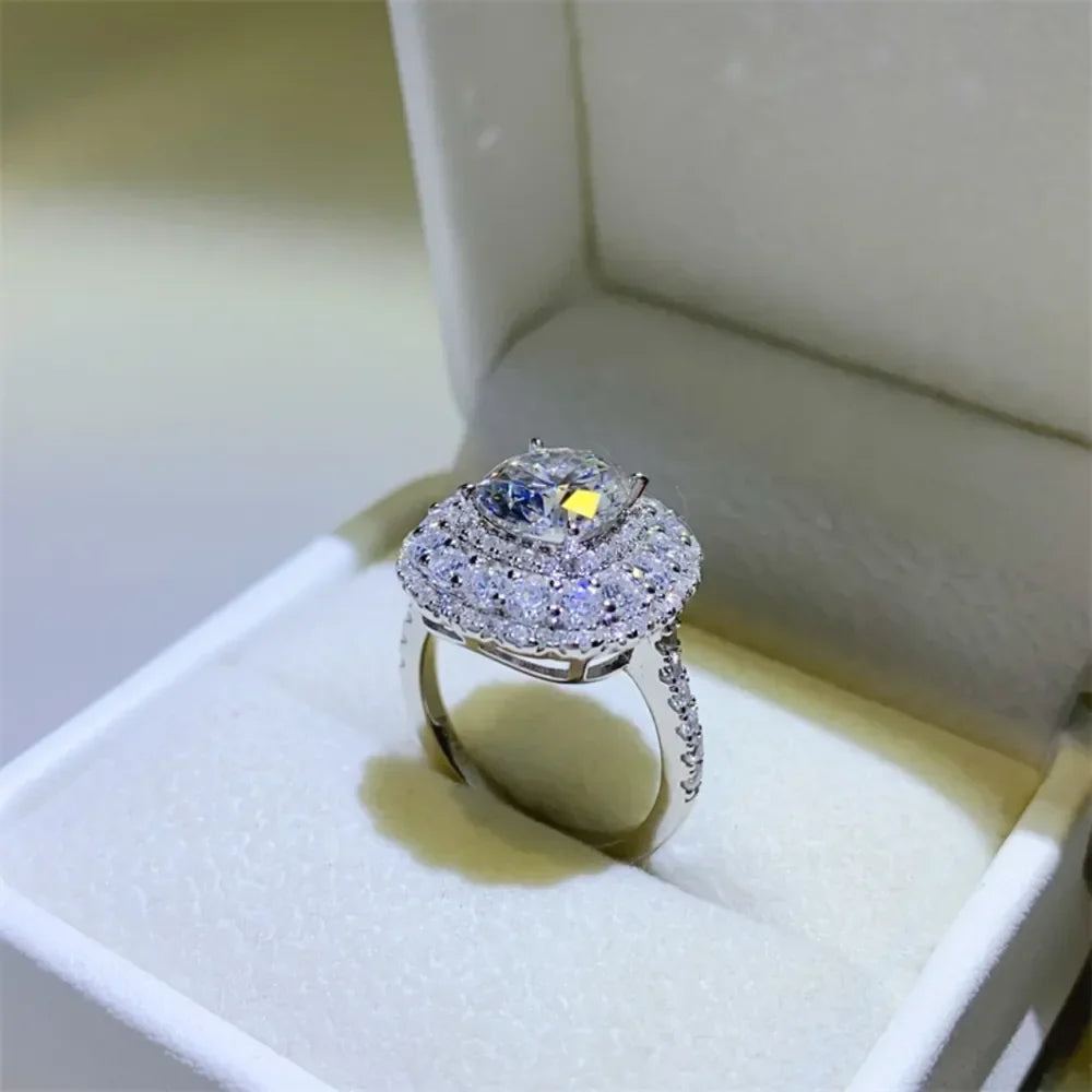 Moissanite Sterling Ring Giulia - Coastal Sparkle, 2 Carat Women's Ring Velanci