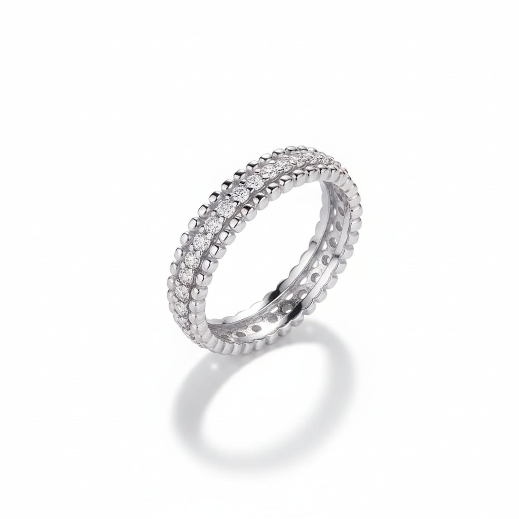 Moissanite Ring Lucia - Dainty Sterling Silver Band Women's Ring Velanci
