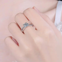 1 Carat Moissanite Ring Giulia - Crisscross Split Shank Women's Ring Velanci