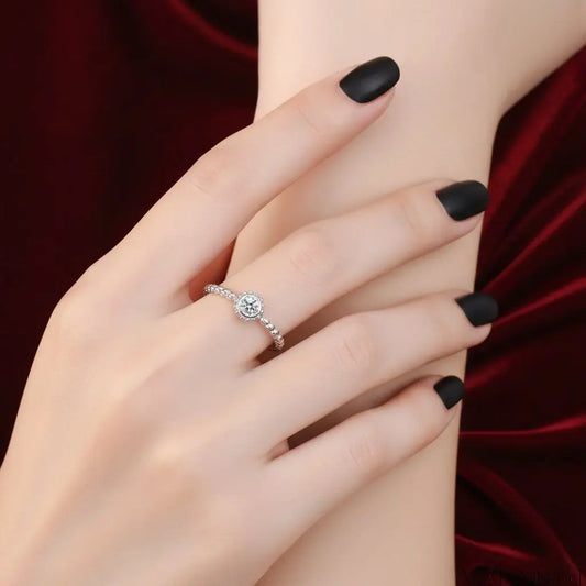 Ring Alessia - Delicate Moissanite Shine Rhodium Finish Velanci