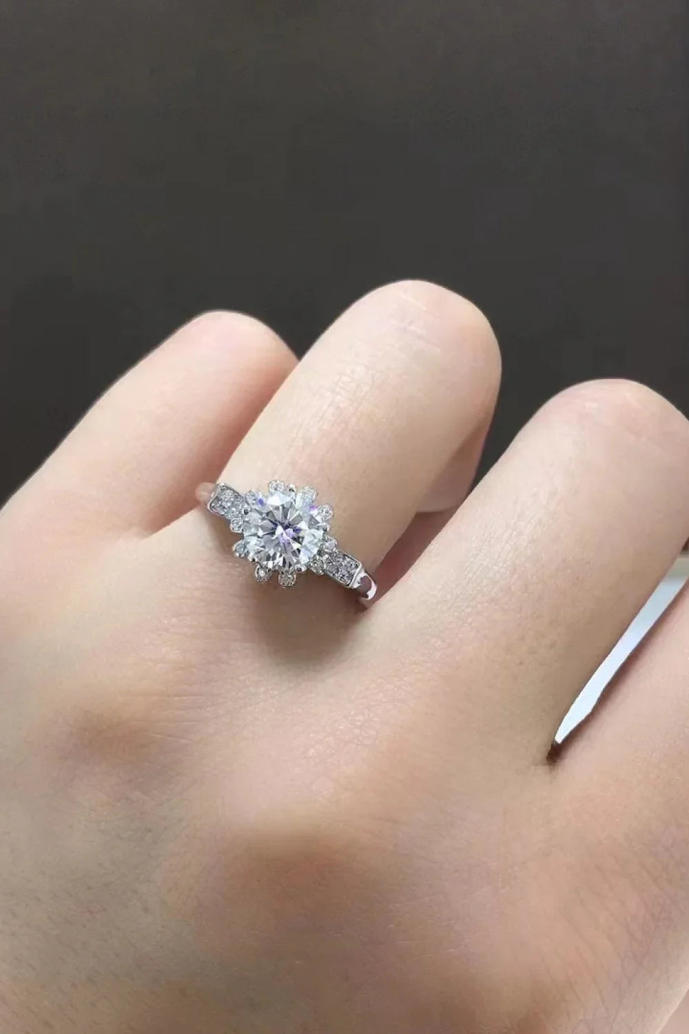 Moissanite Ring Allegra - 1 Carat 925 Sterling Silver Women's Ring Velanci