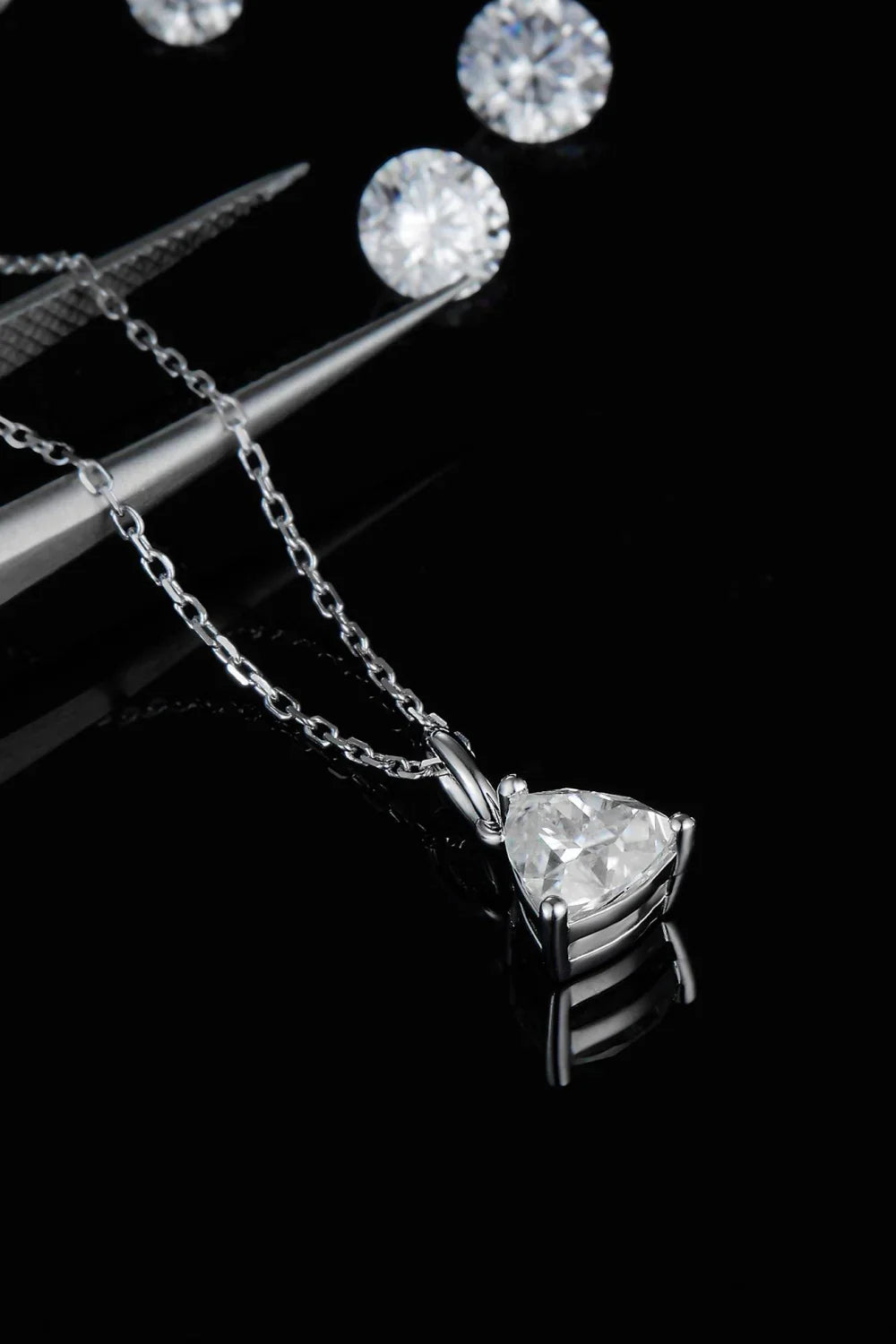 Moissanite Sterling Silver Necklace, 1 Carat, D Color Velanci