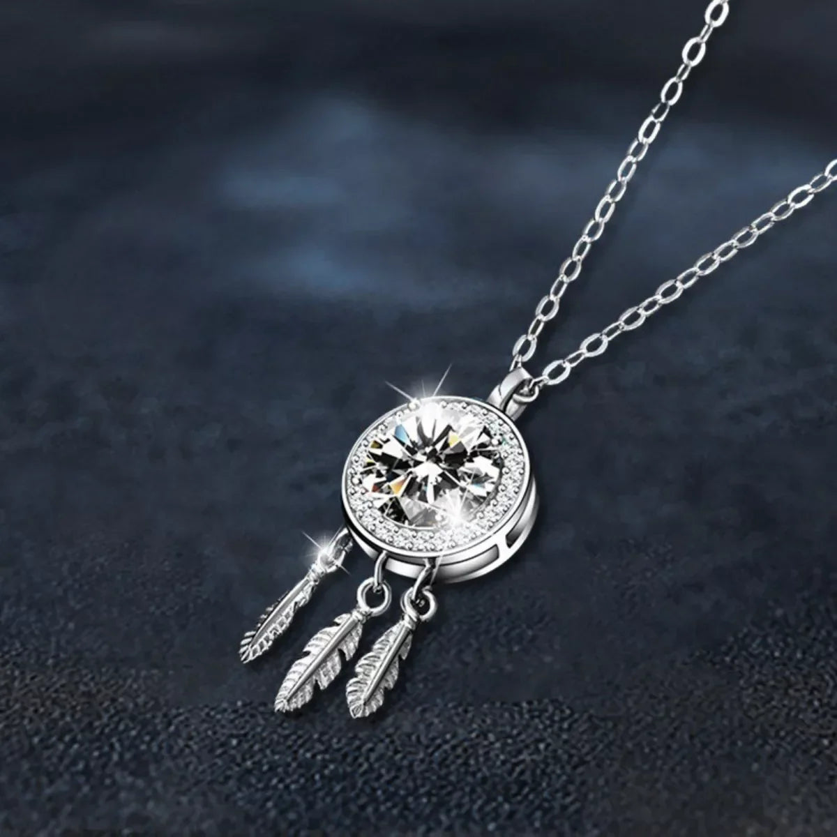 Dreamcatcher Necklace - 1 Carat Moissanite, Sterling Silver Velanci