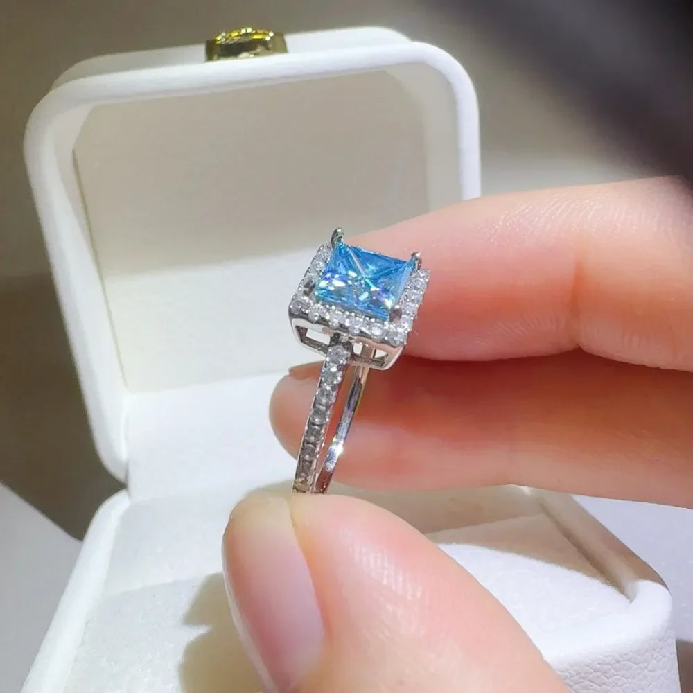 2 Carat Moissanite Sterling Silver Ring Francesca - Halo Women's Ring Velanci